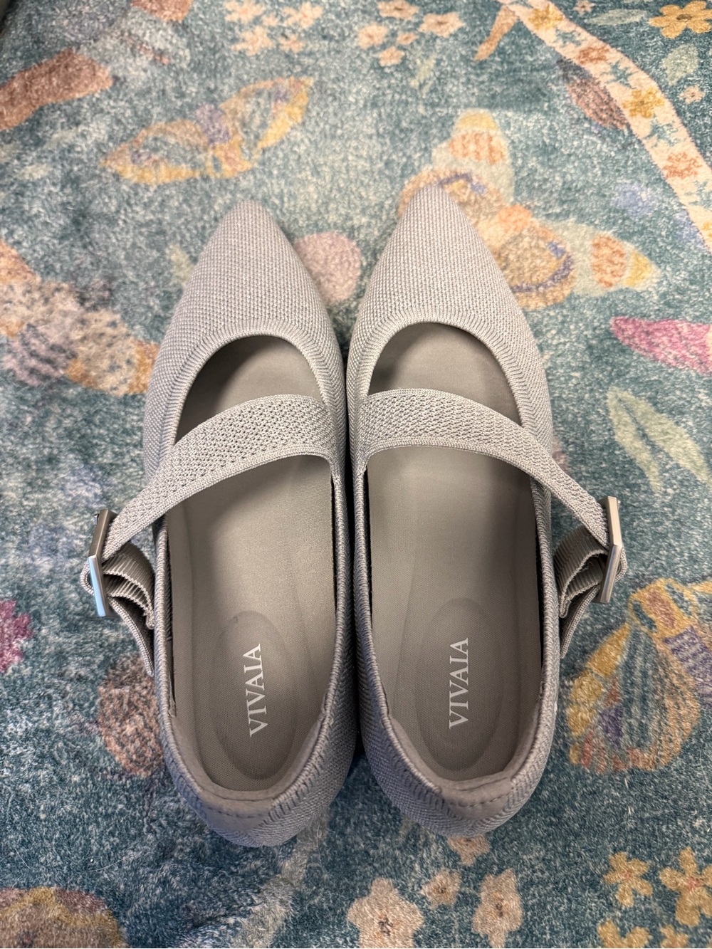 NWOT Grey Knit Mary Jane Flat with Buckle - Picture 7 of 15